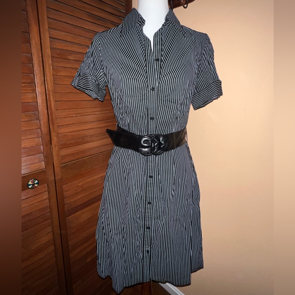 BCX | Striped Black and White Shirt Dress